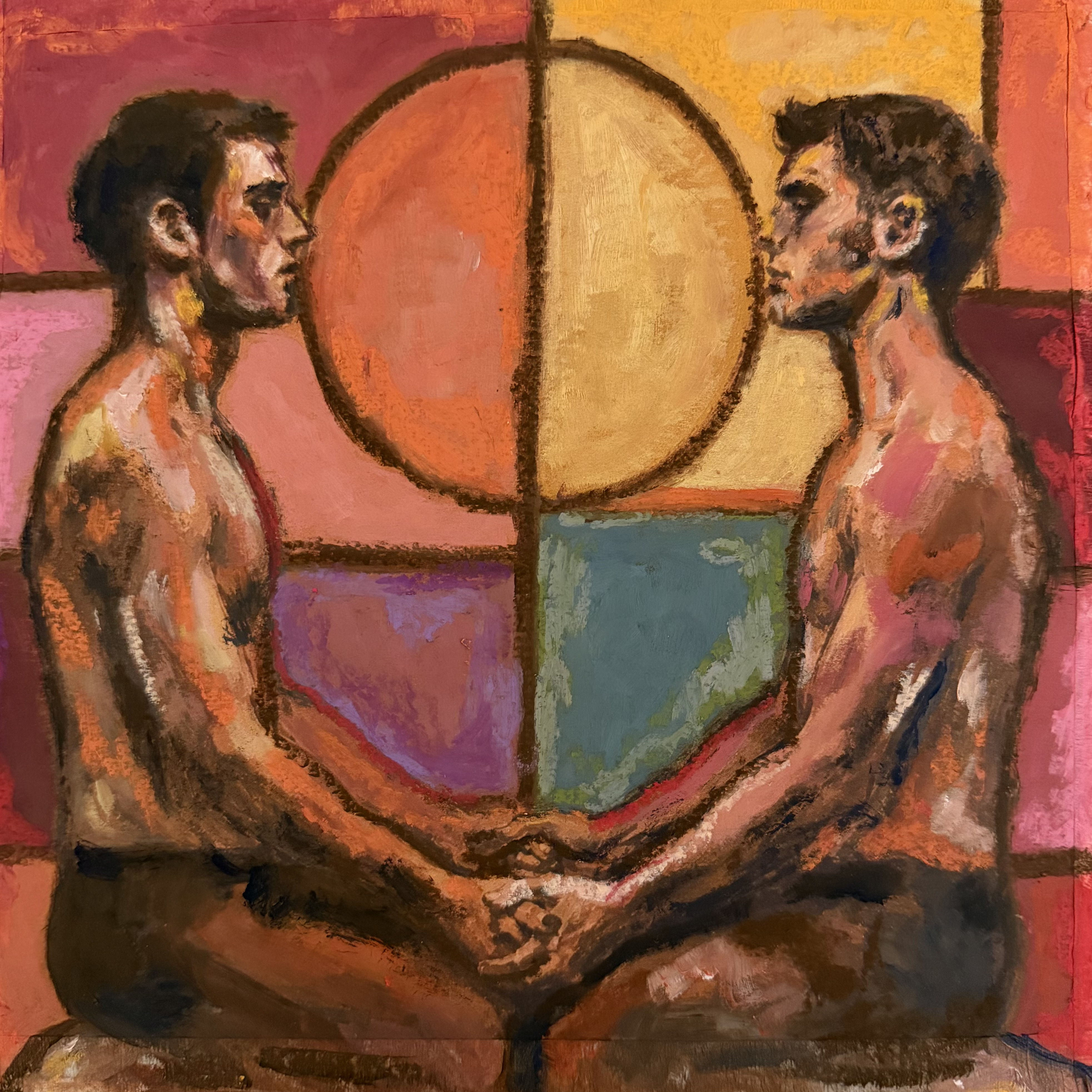 Duality: I Will Hold Our Hand — Acrylic, oil pastel and pencil on paper by Lama