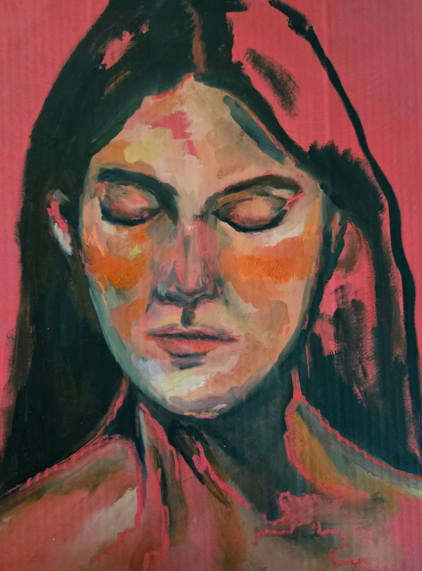 Goodbye in July — Acrylic and oil on board by Lama